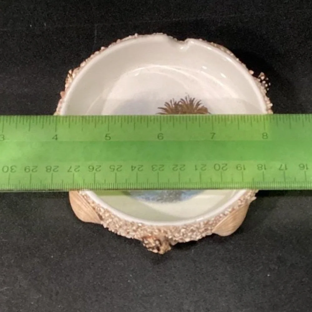 Hawaii Nautical Ceramic Ashtray, Real Seashells & Sand Accents, Coastal Souvenir